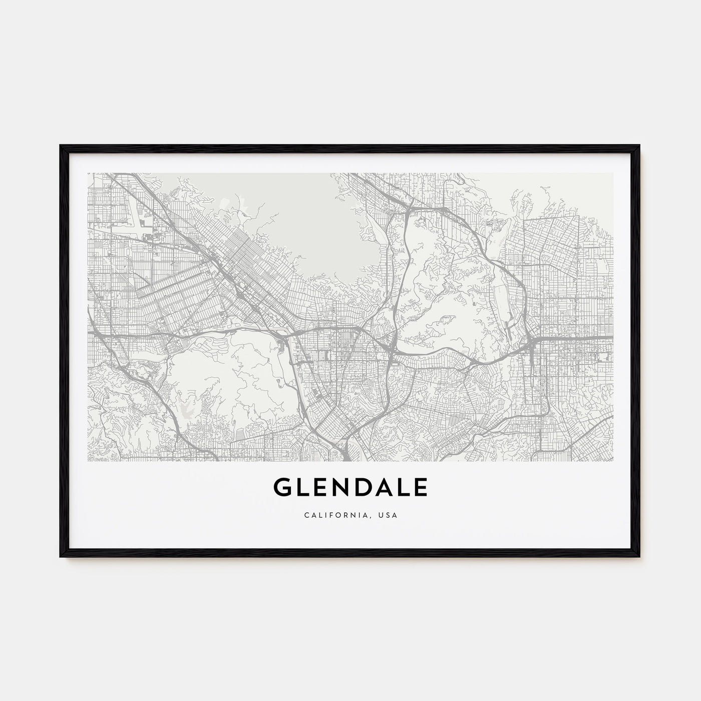 Glendale, California Map Landscape Poster