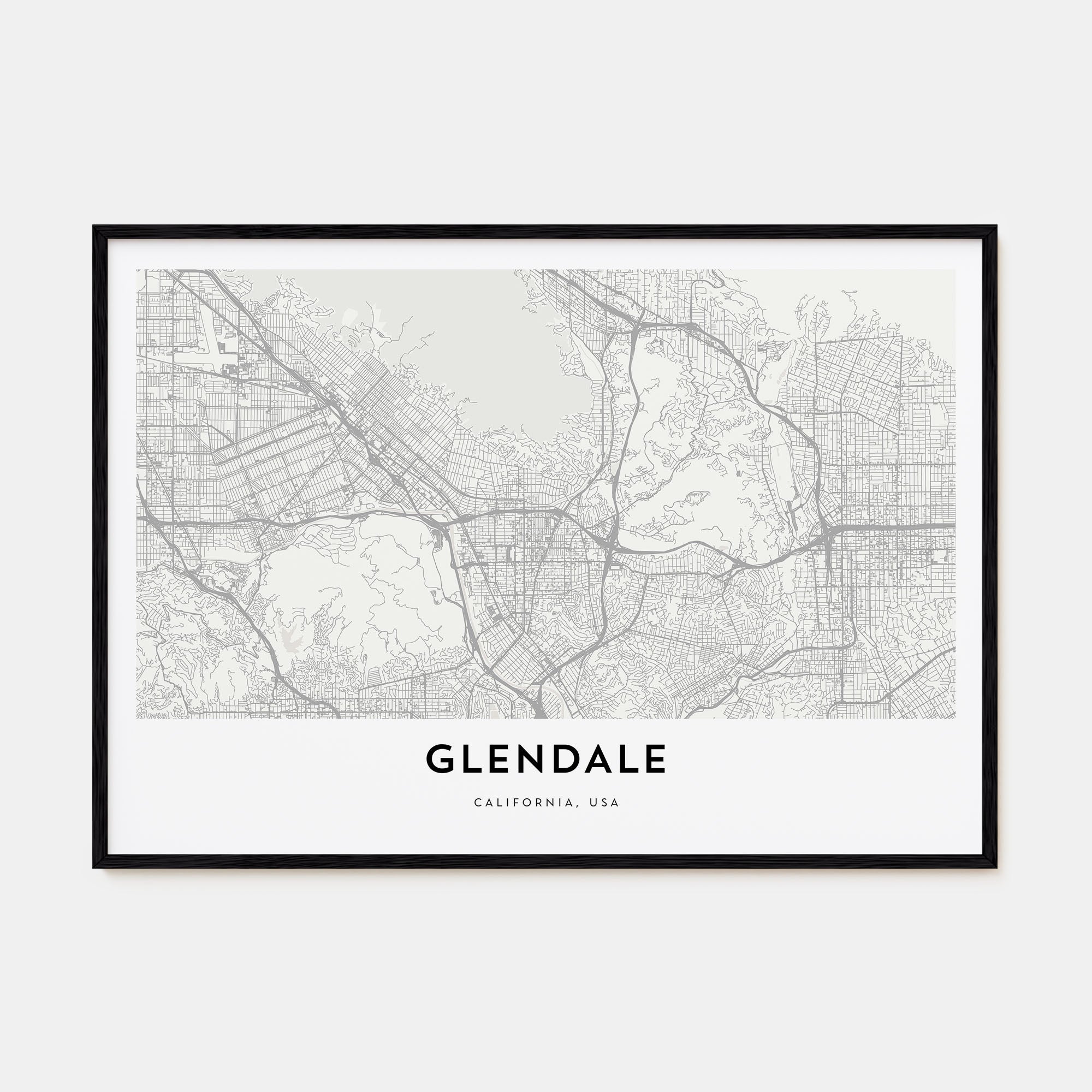 Glendale, California Map Landscape Poster