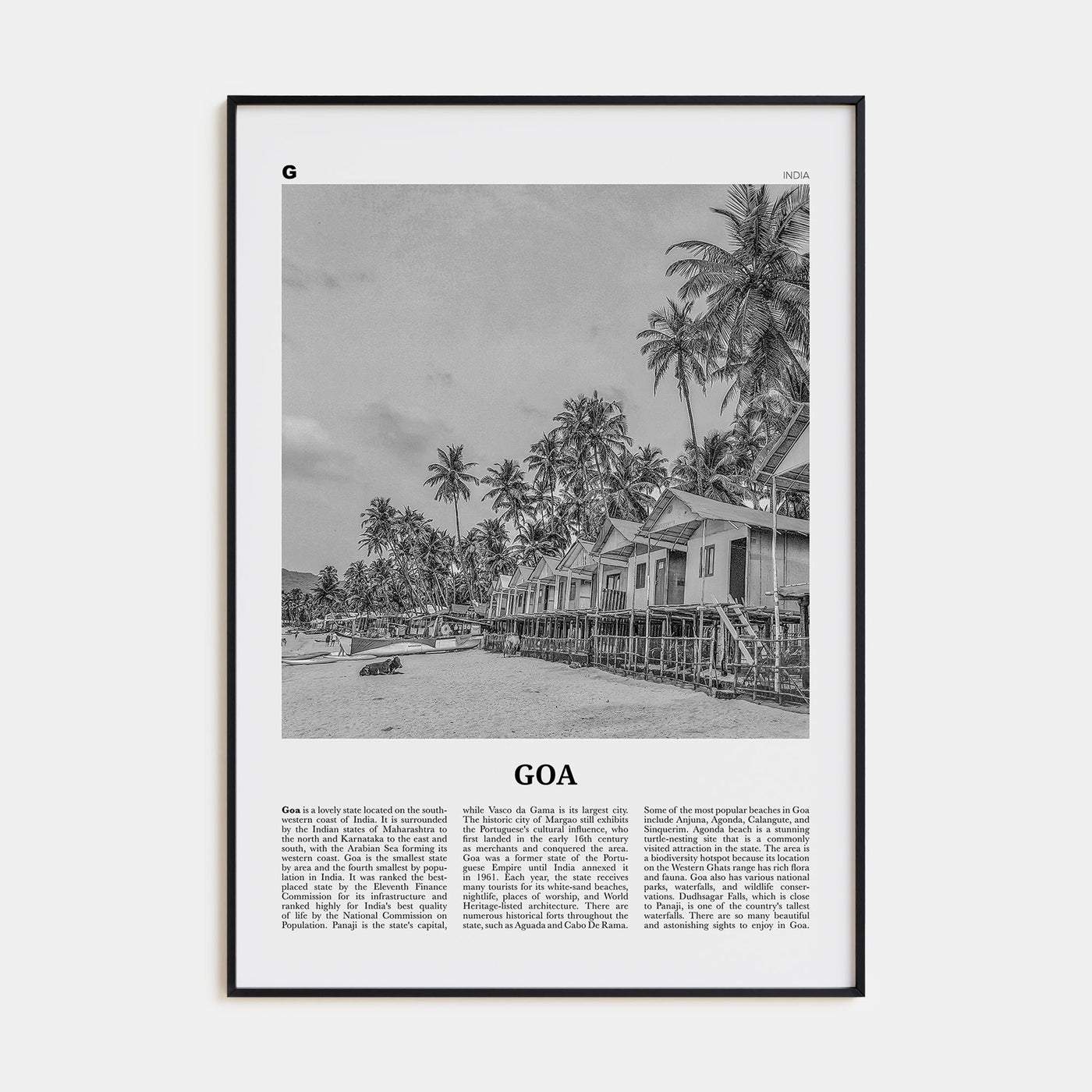 Goa Travel B&W No 1 Poster
