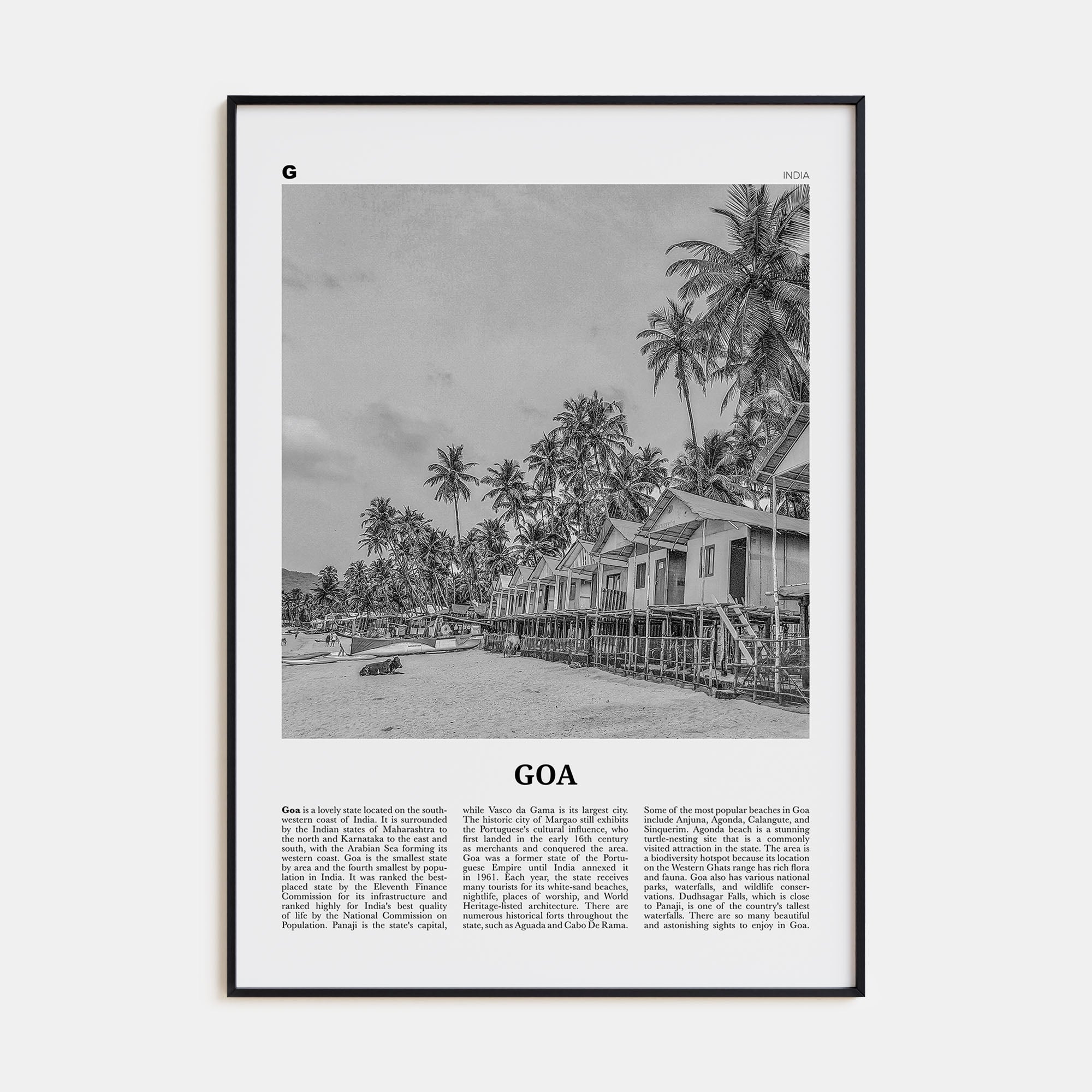 Goa Travel B&W No 1 Poster
