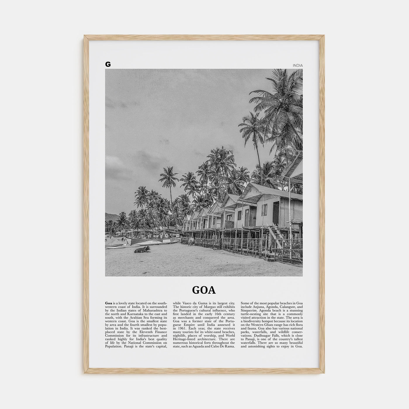 Goa Travel B&W No 1 Poster