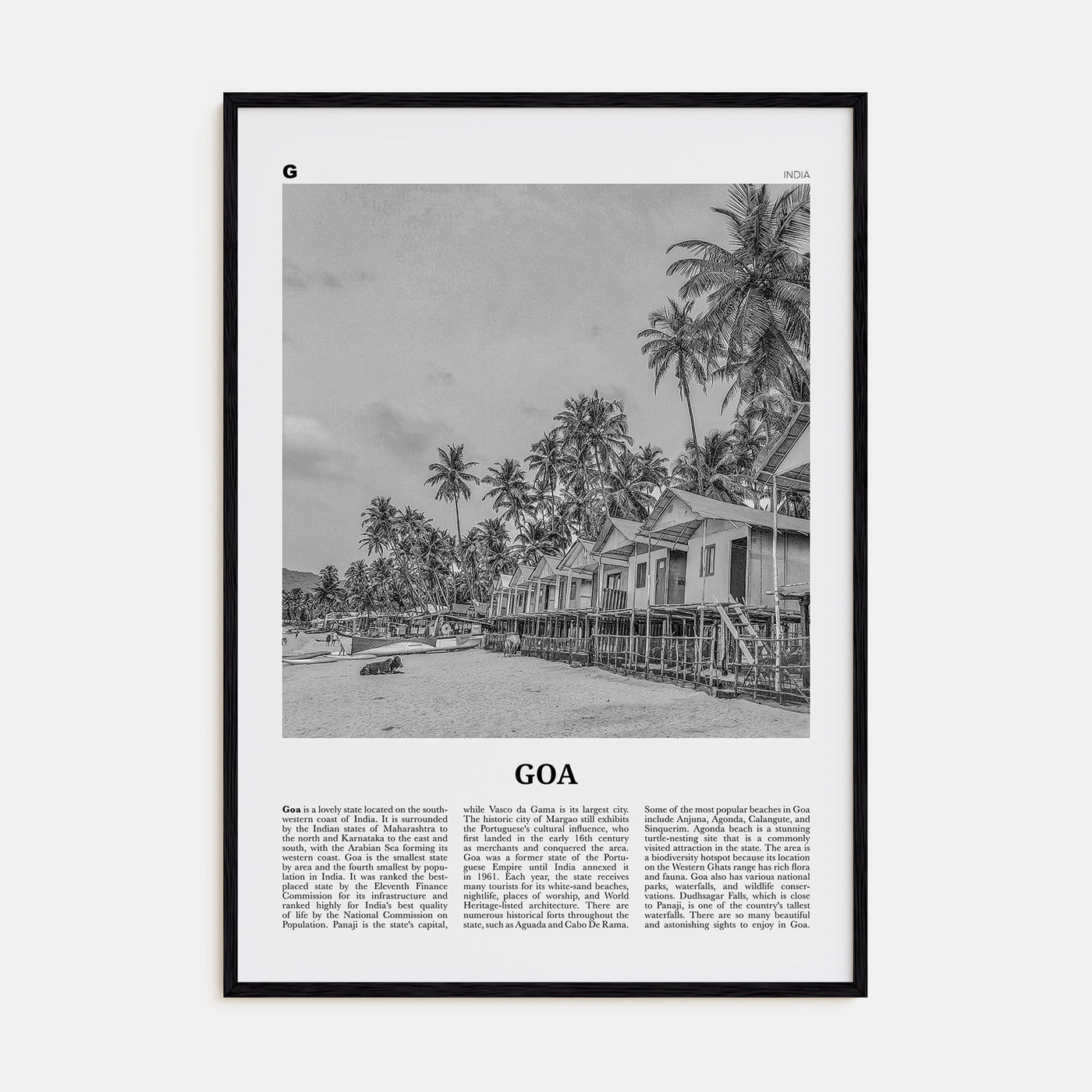 Goa Travel B&W No 1 Poster