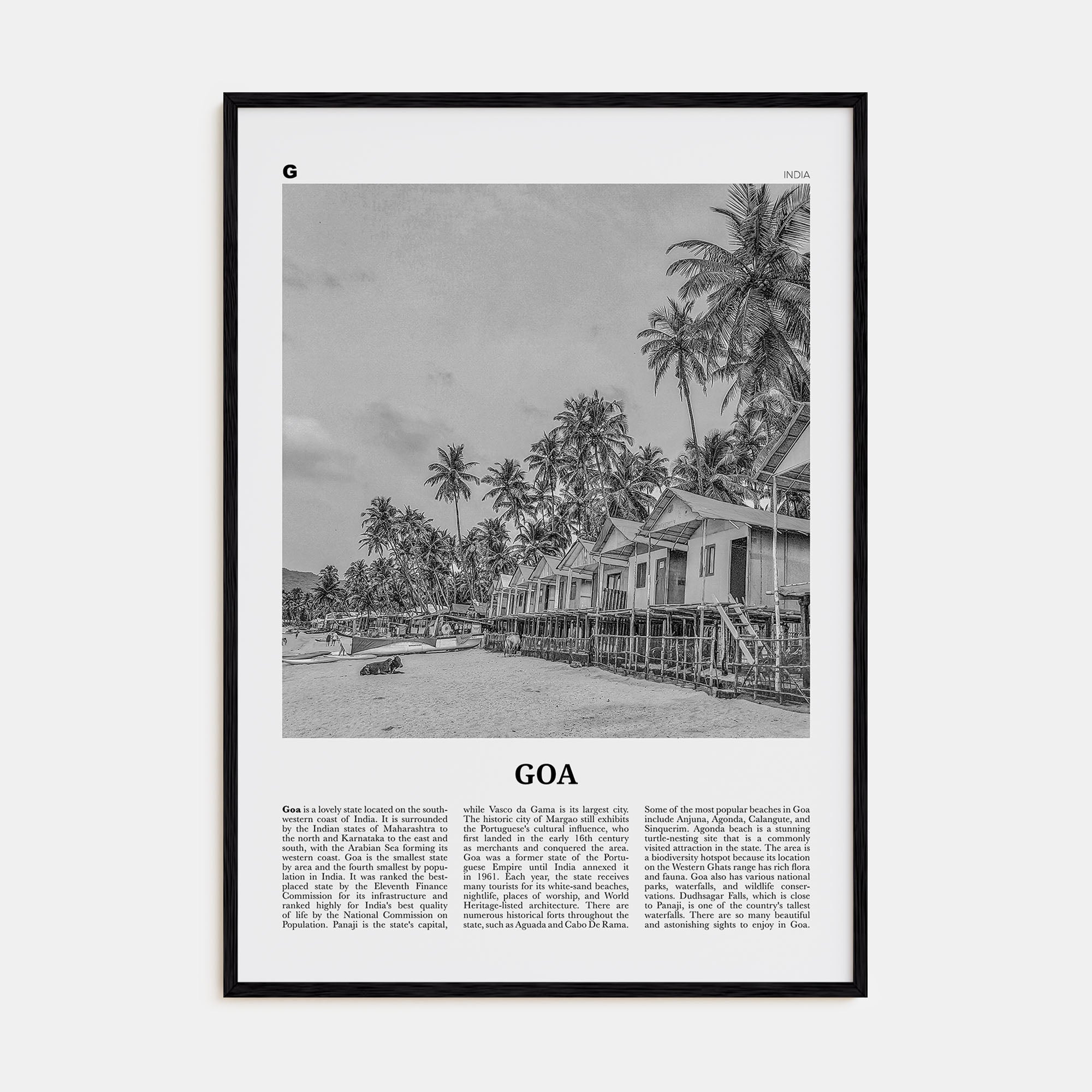 Goa Travel B&W No 1 Poster