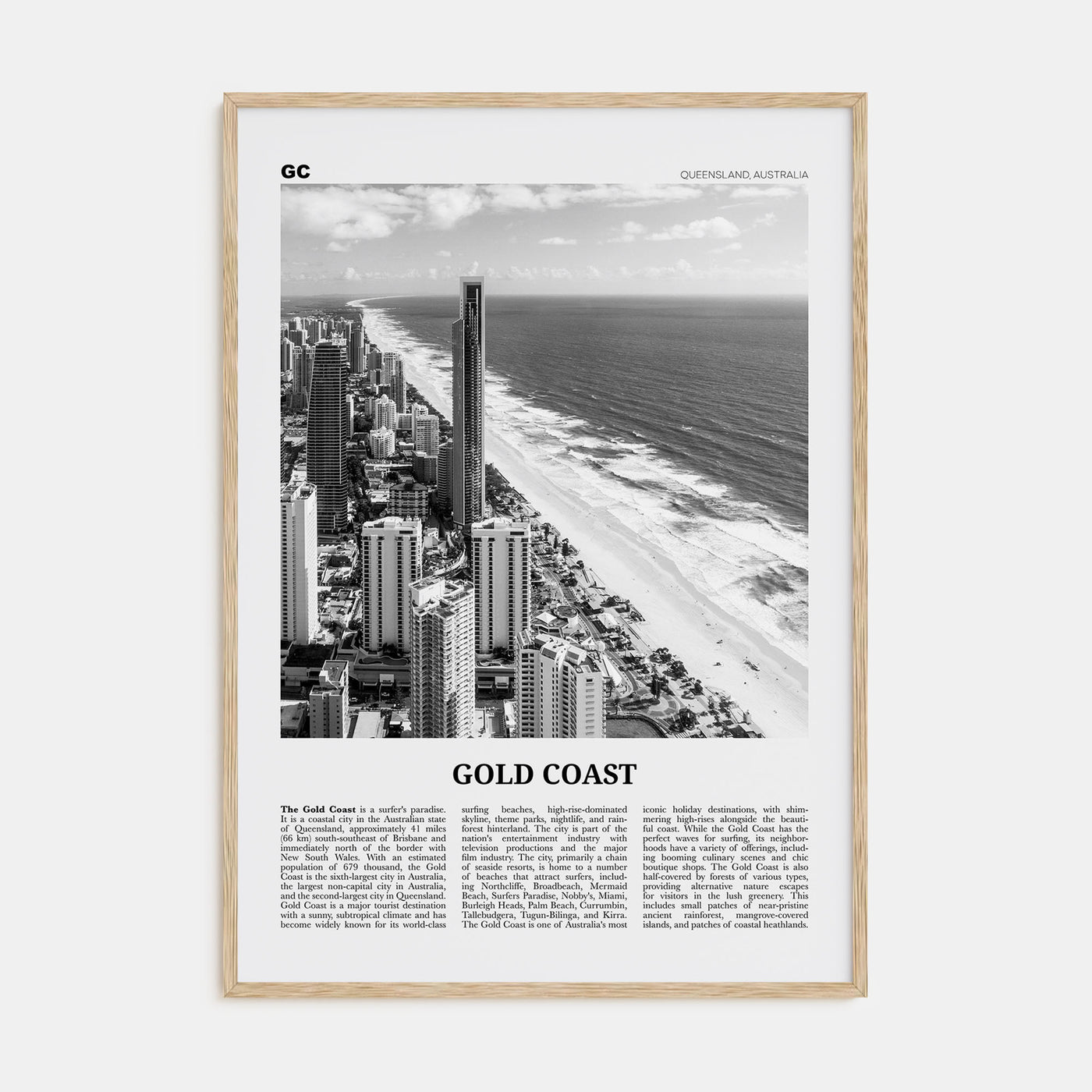 Gold Coast Travel B&W Poster