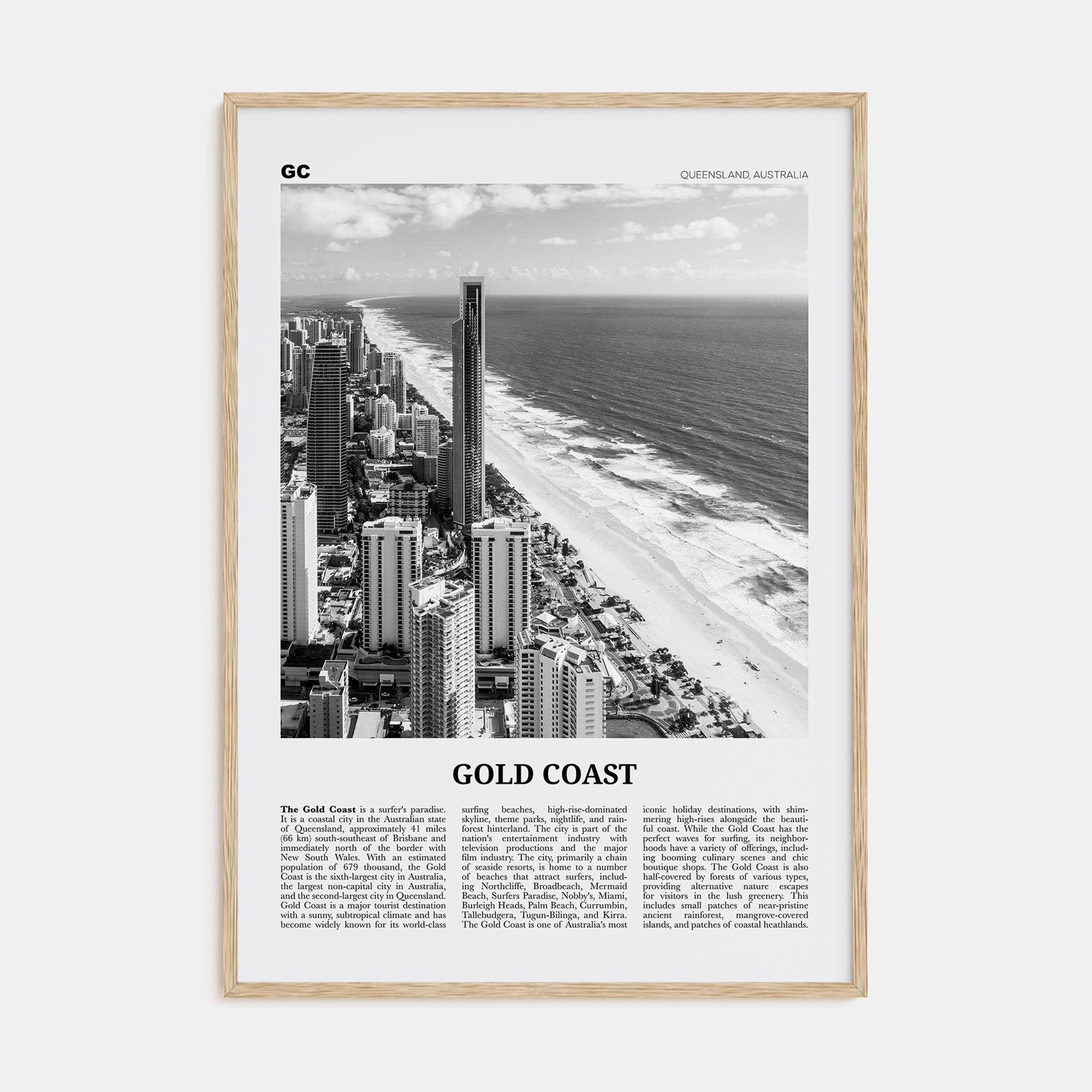Gold Coast Travel B&W Poster