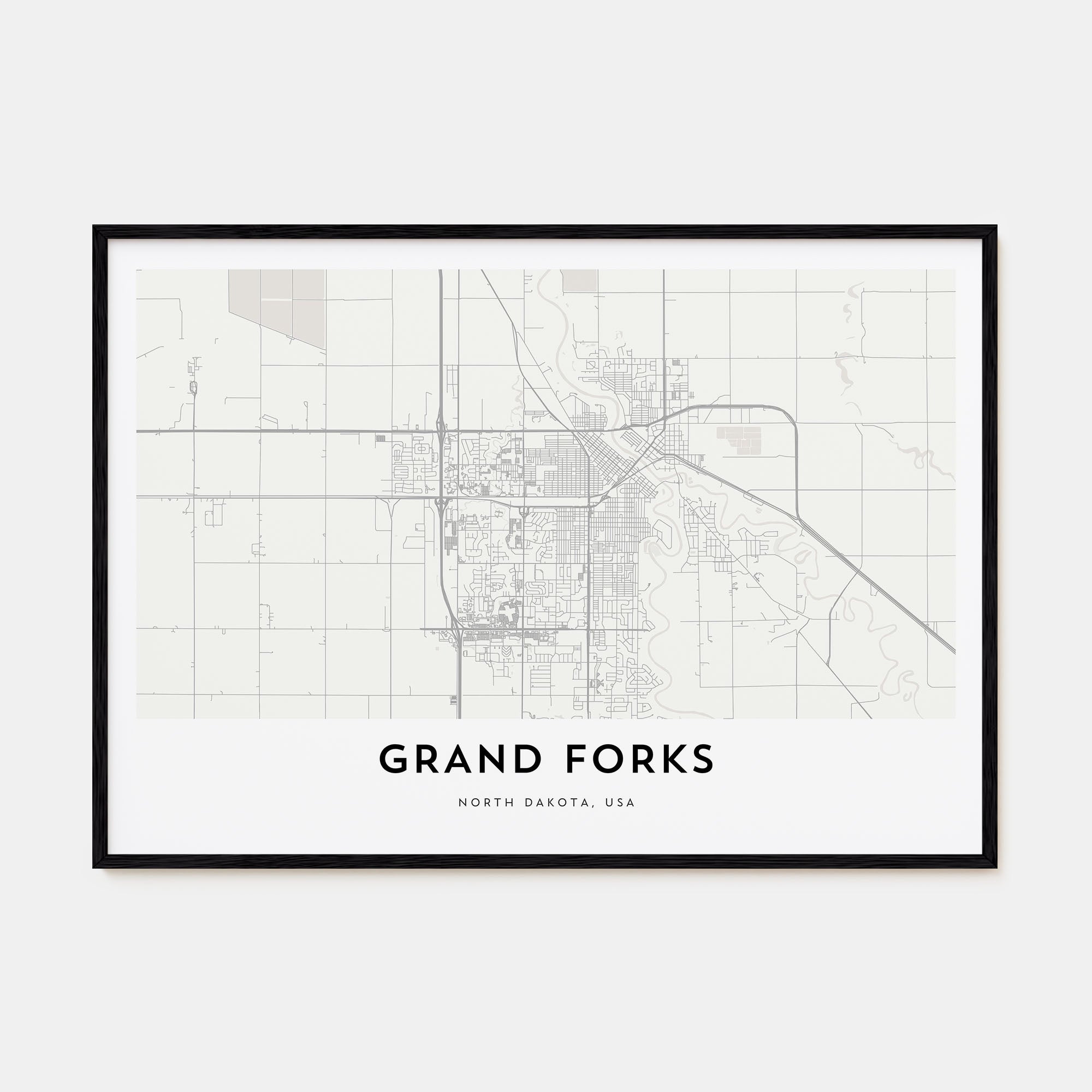 Grand Forks Map Landscape Poster