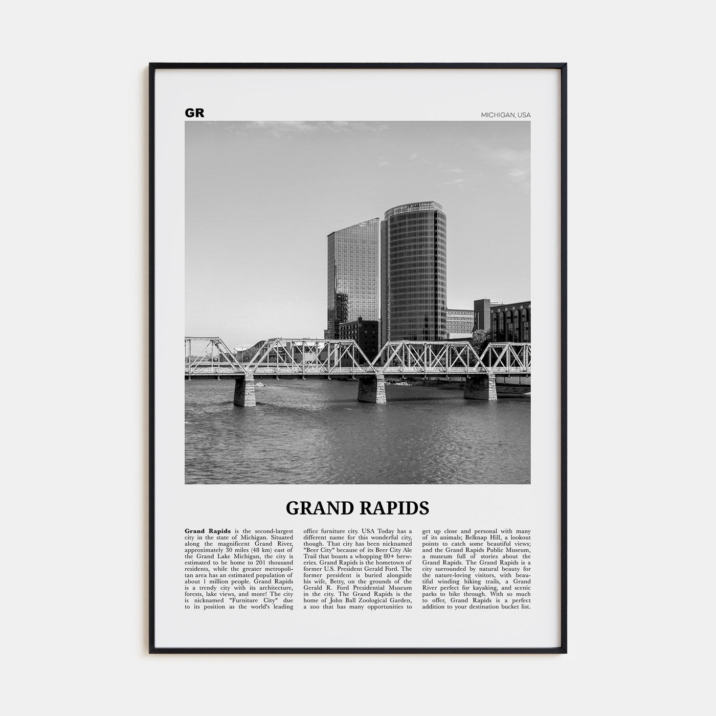 Grand Rapids Travel B&W No 1 Poster