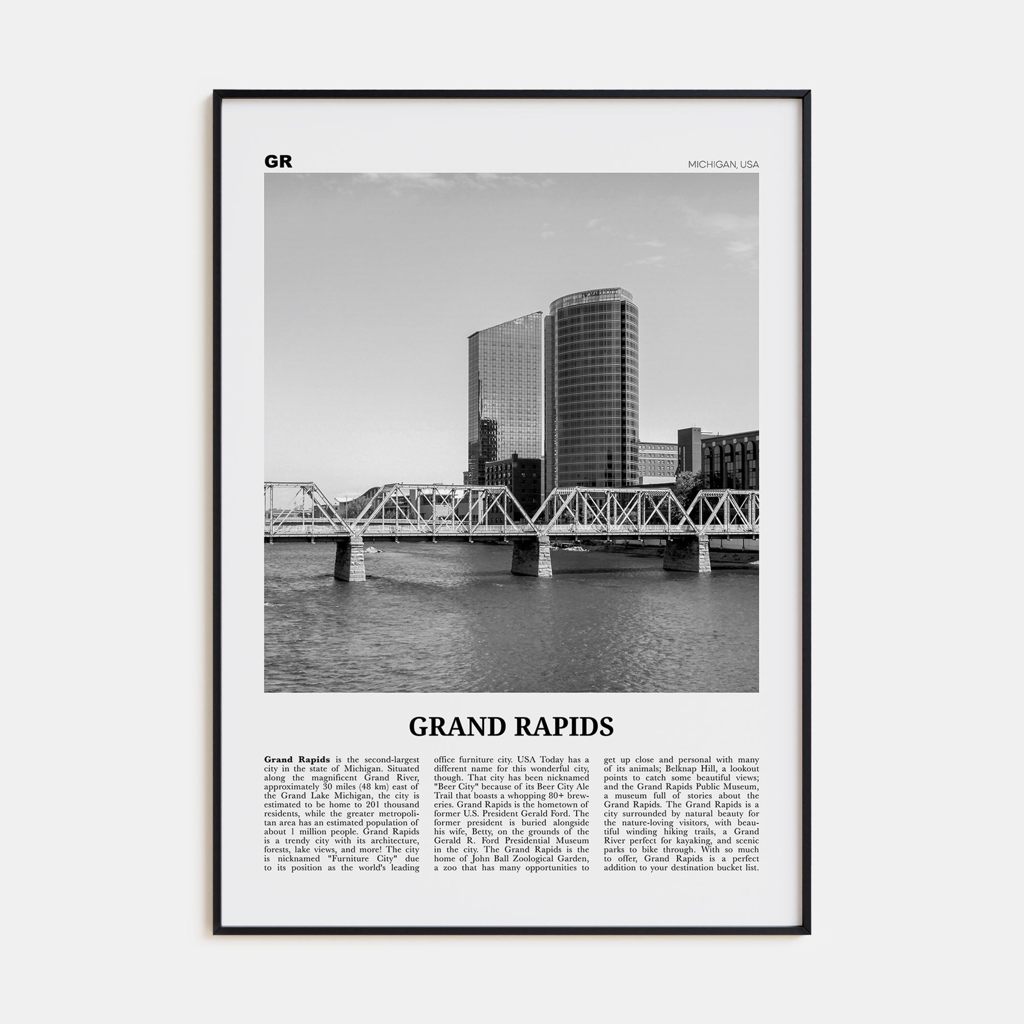 Grand Rapids Travel B&W No 1 Poster
