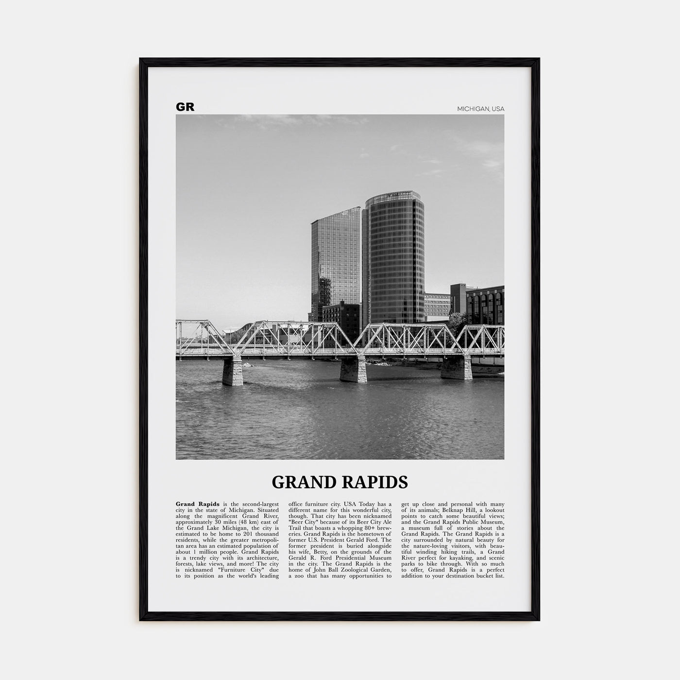 Grand Rapids Travel B&W No 1 Poster