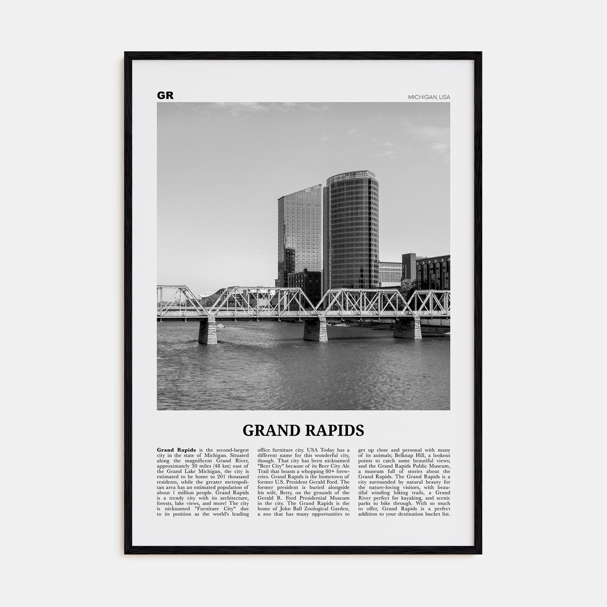 Grand Rapids Travel B&W No 1 Poster