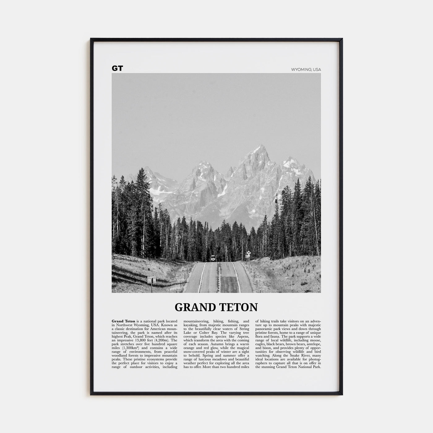 Grand Teton National Park Travel B&W No 1 Poster