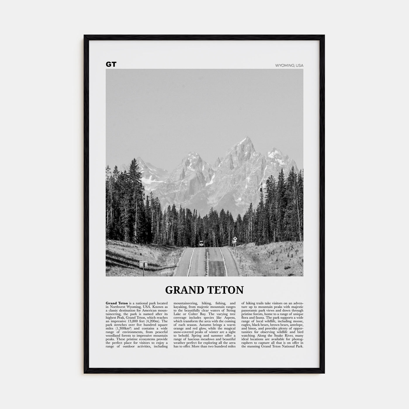 Grand Teton National Park Travel B&W No 1 Poster