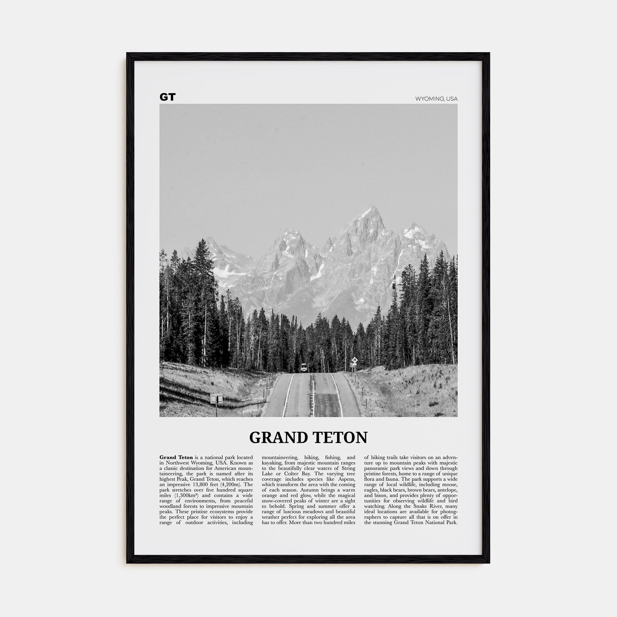 Grand Teton National Park Travel B&W No 1 Poster
