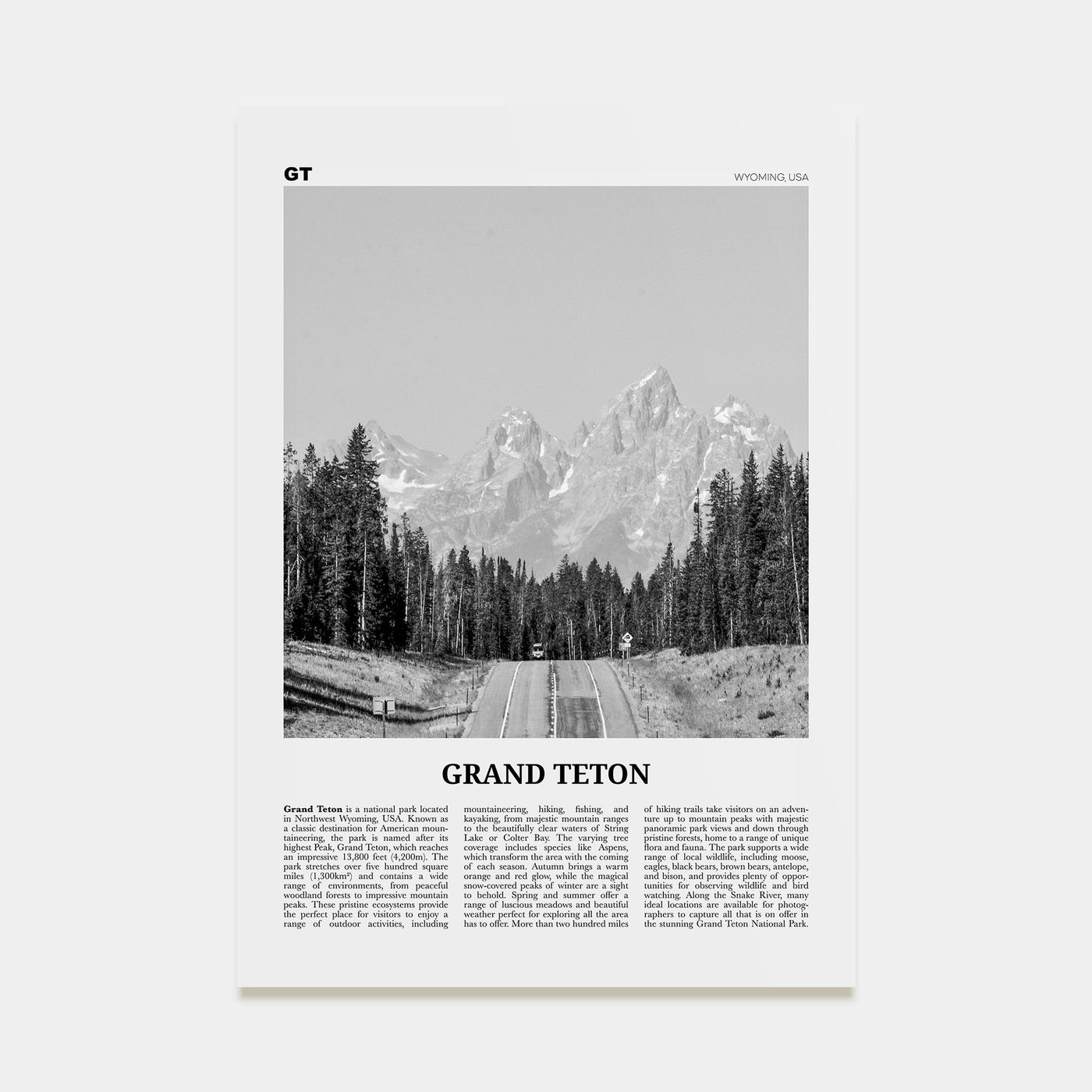 Grand Teton National Park Travel B&W No 1 Poster