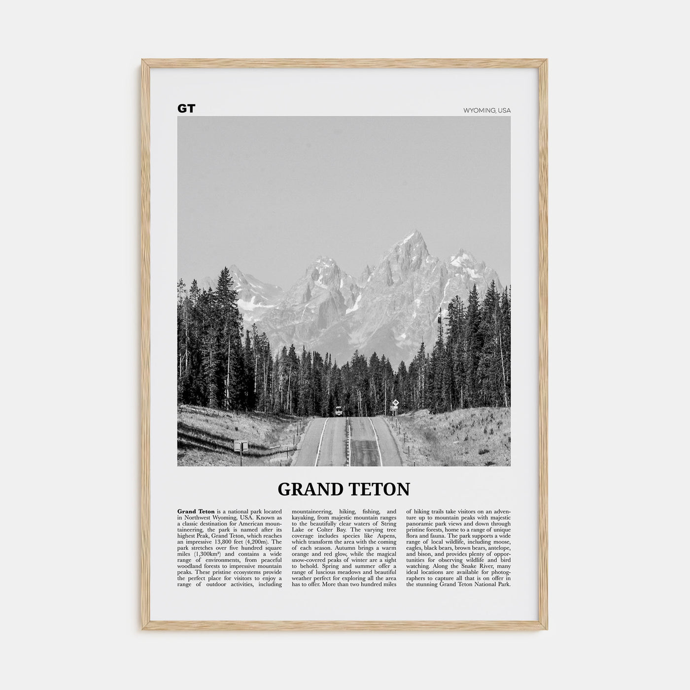 Grand Teton National Park Travel B&W No 1 Poster