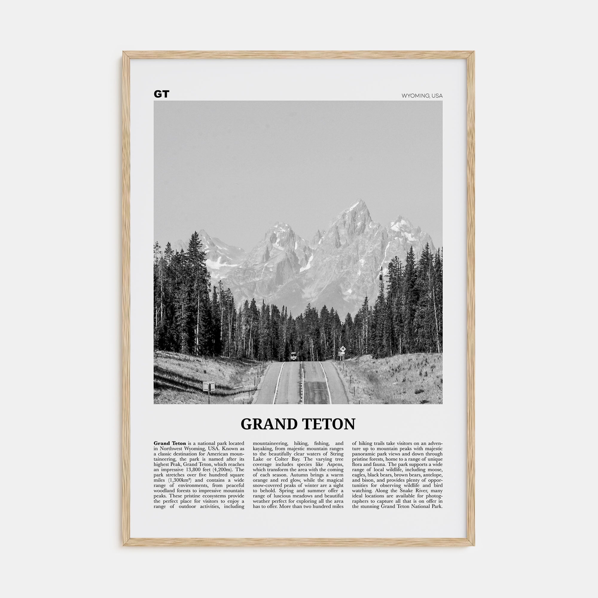 Grand Teton National Park Travel B&W No 1 Poster