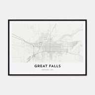 Great Falls, Montana Map Landscape Poster