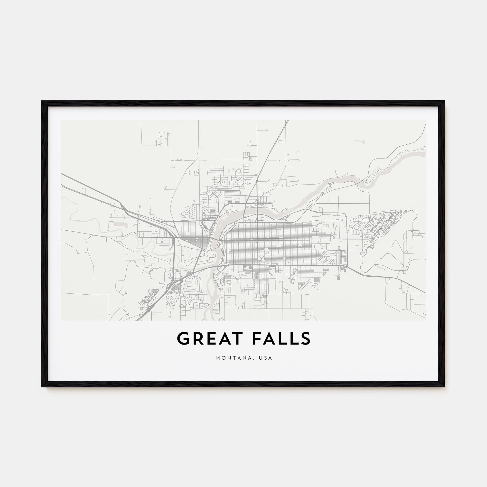 Great Falls, Montana Map Landscape Poster