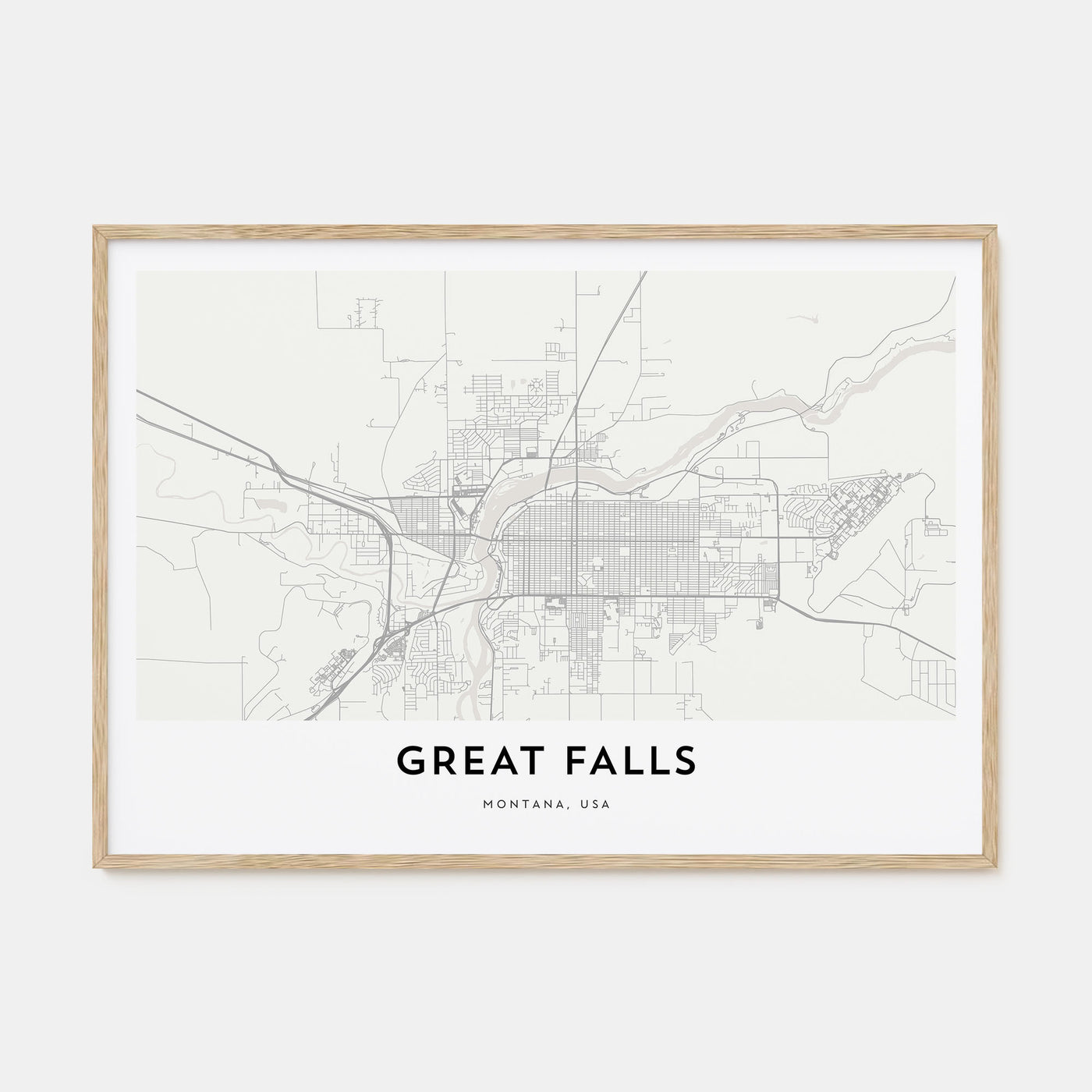 Great Falls, Montana Map Landscape Poster