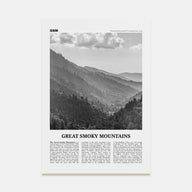 Great Smoky Mountains National Park Travel B&W Poster
