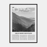 Great Smoky Mountains National Park Travel B&W Poster