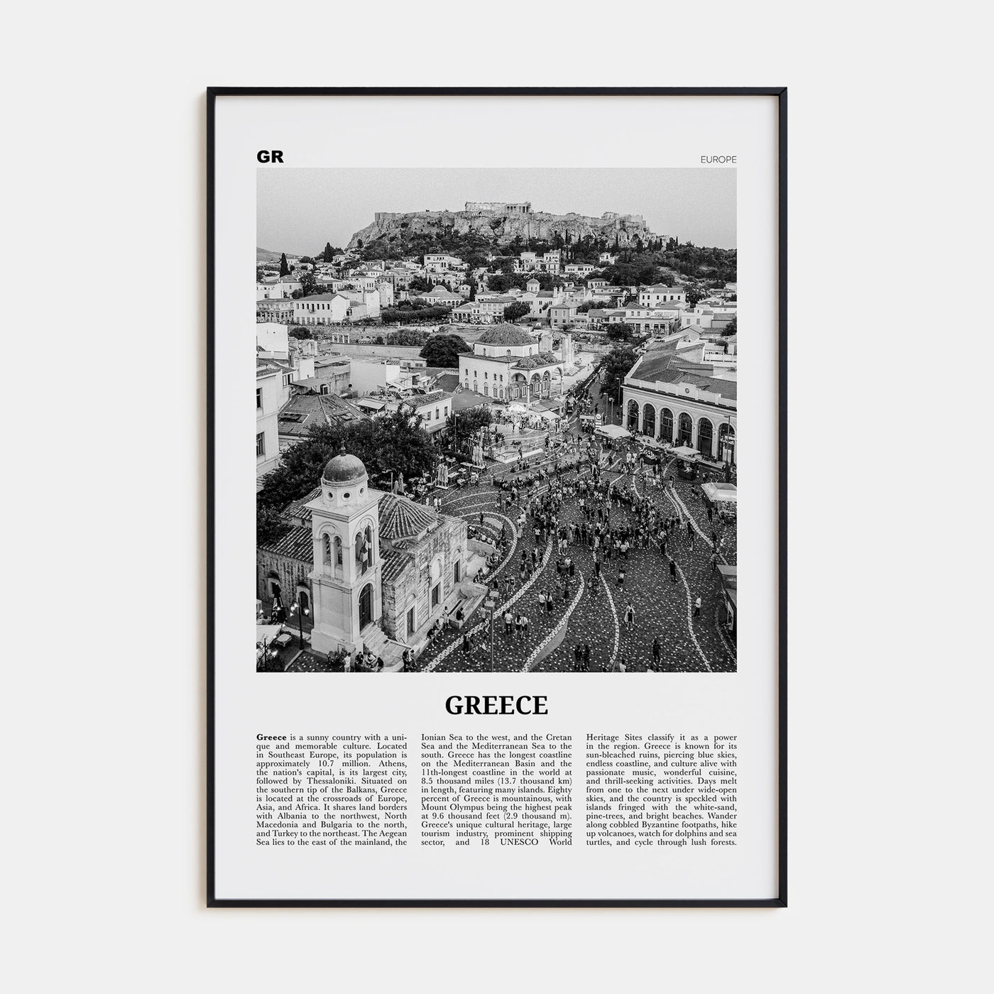 Greece Travel B&W No 1 Poster