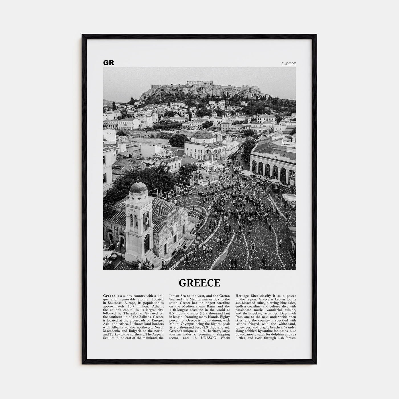 Greece Travel B&W No 1 Poster