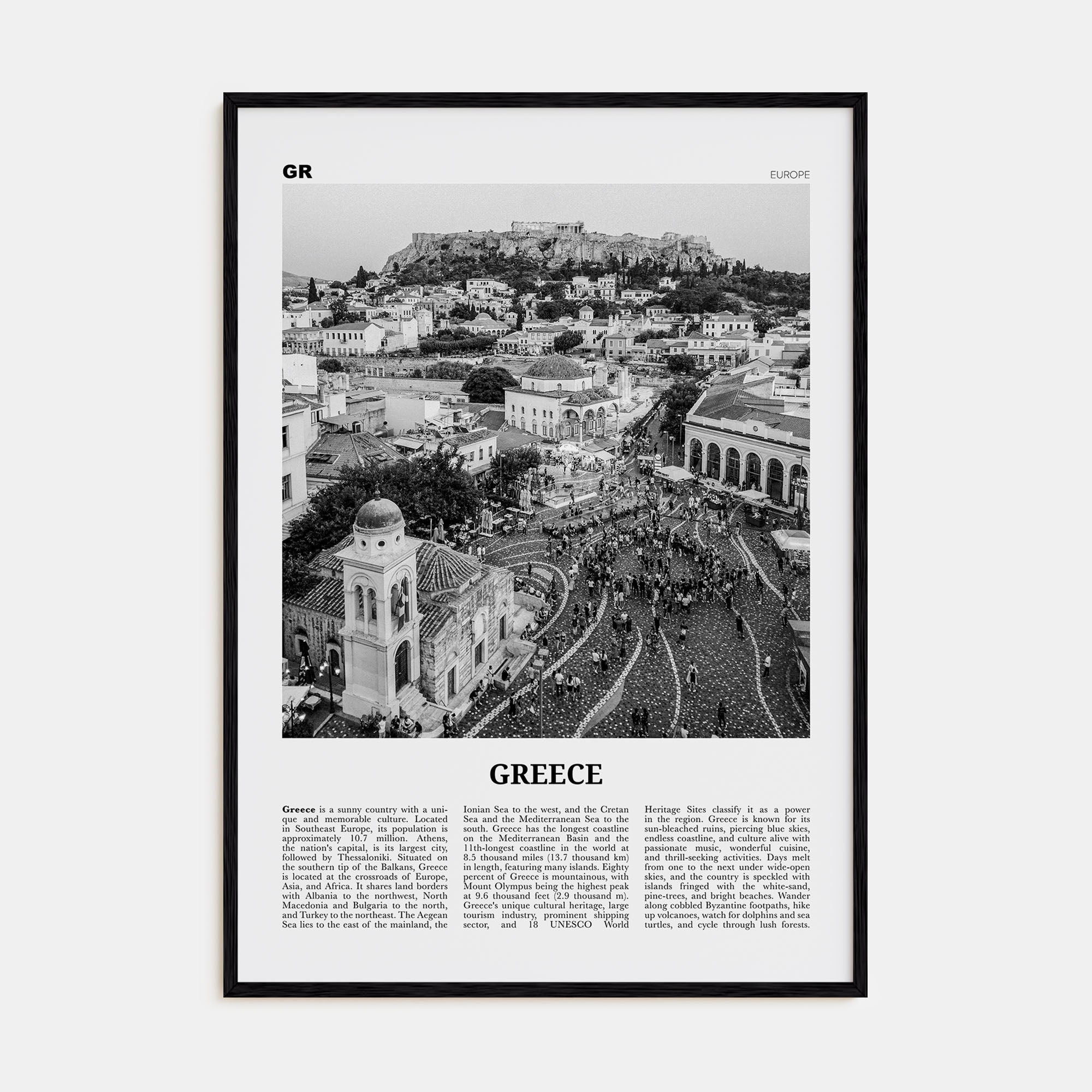 Greece Travel B&W No 1 Poster