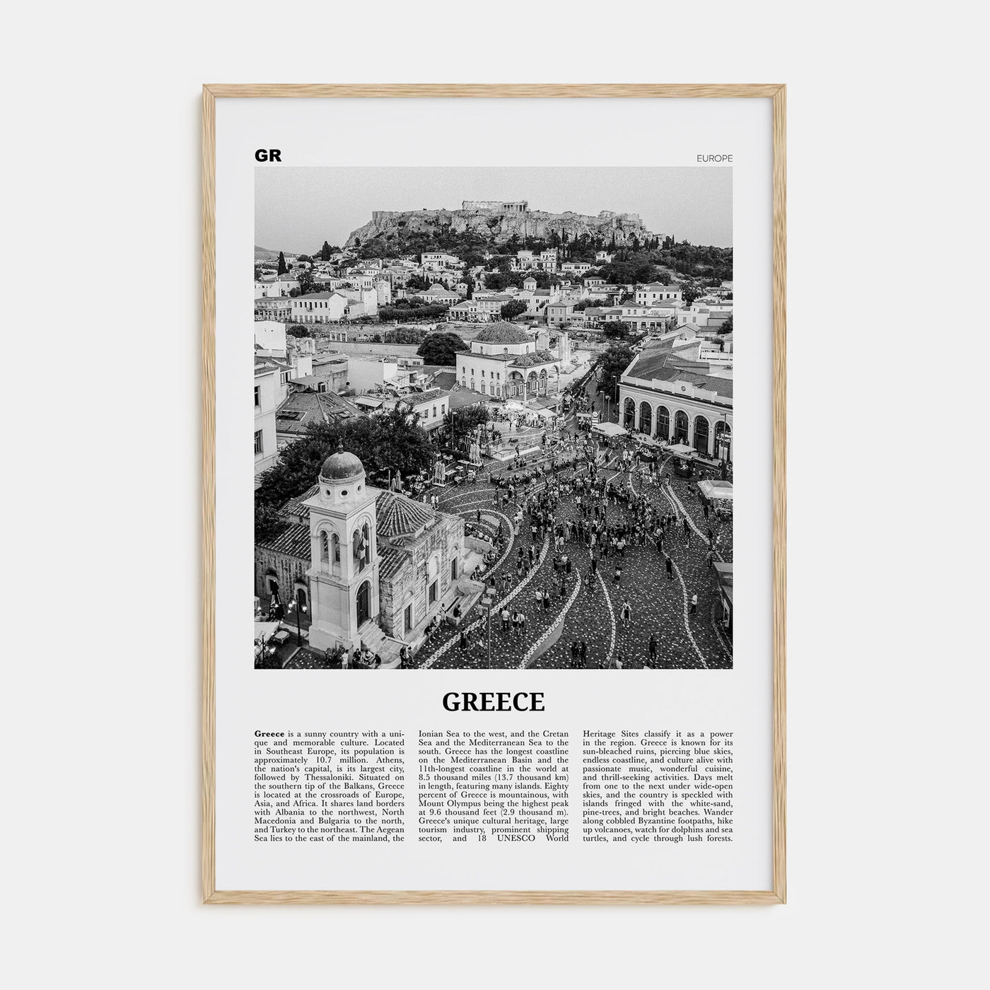 Greece Travel B&W No 1 Poster