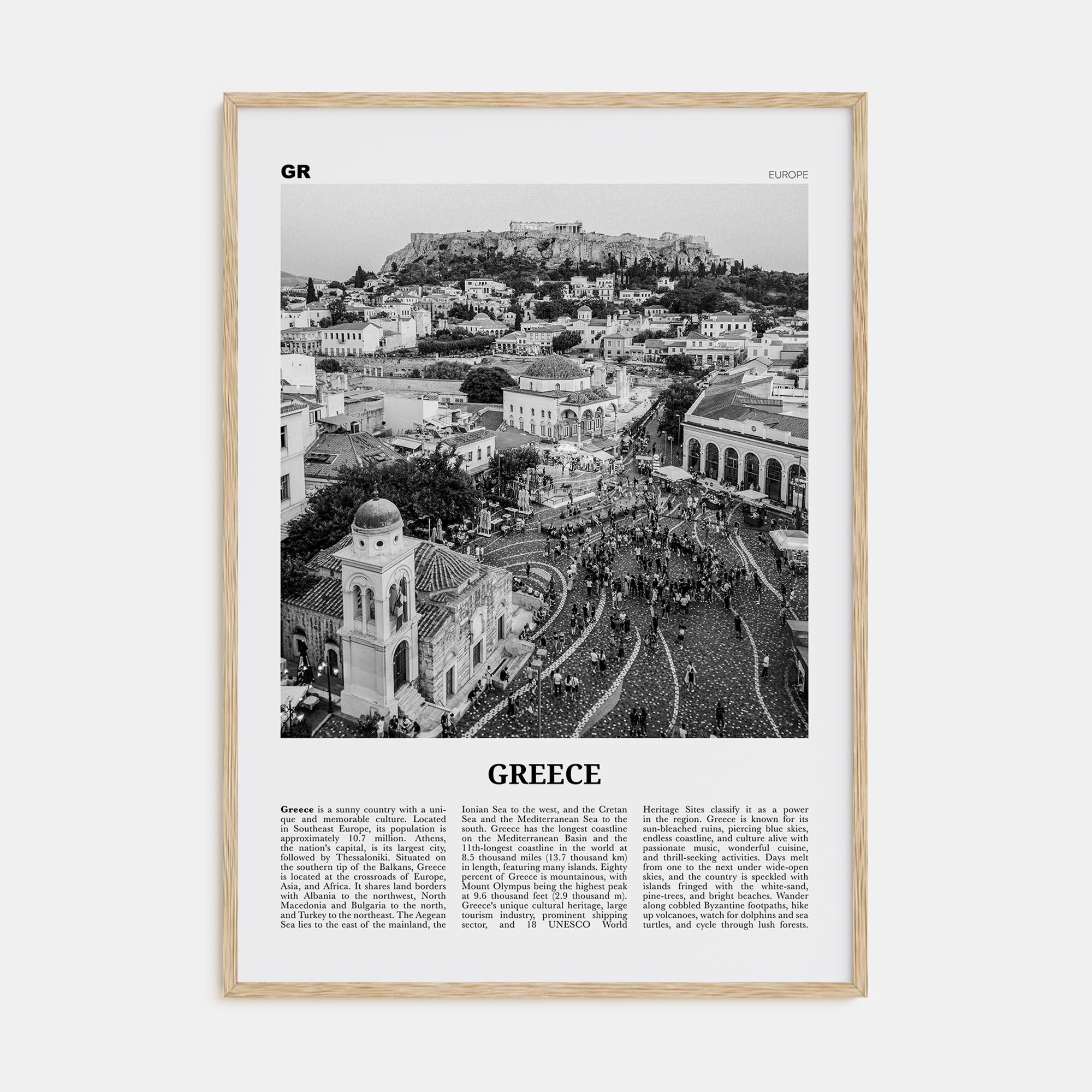 Greece Travel B&W No 1 Poster