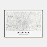 Greensboro Map Landscape Poster