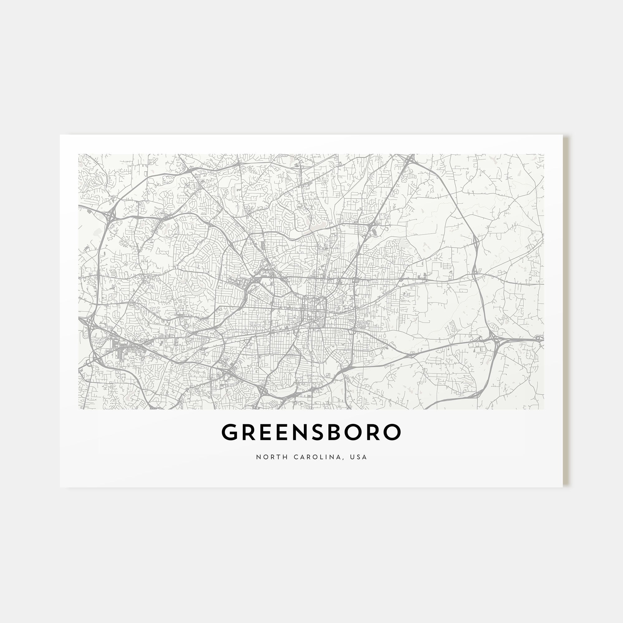 Greensboro Map Landscape Poster