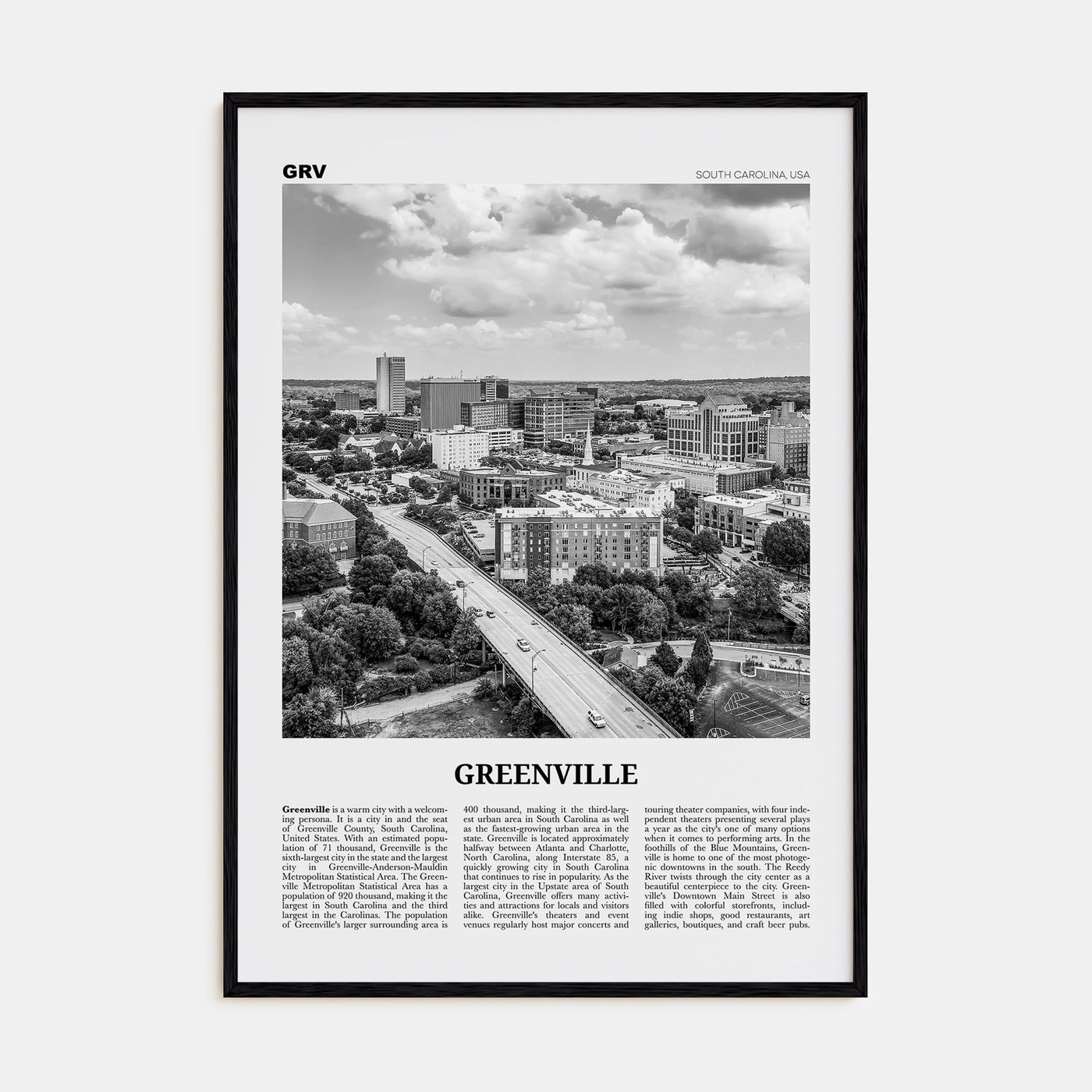 Greenville Travel B&W No 1 Poster
