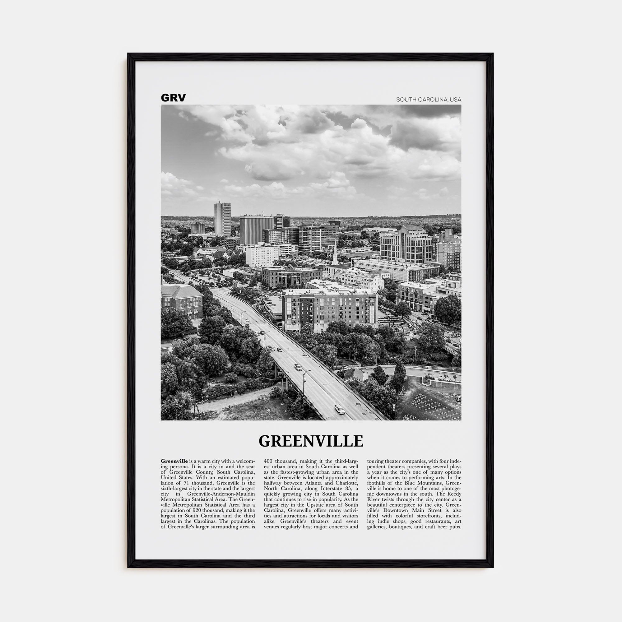 Greenville Travel B&W No 1 Poster