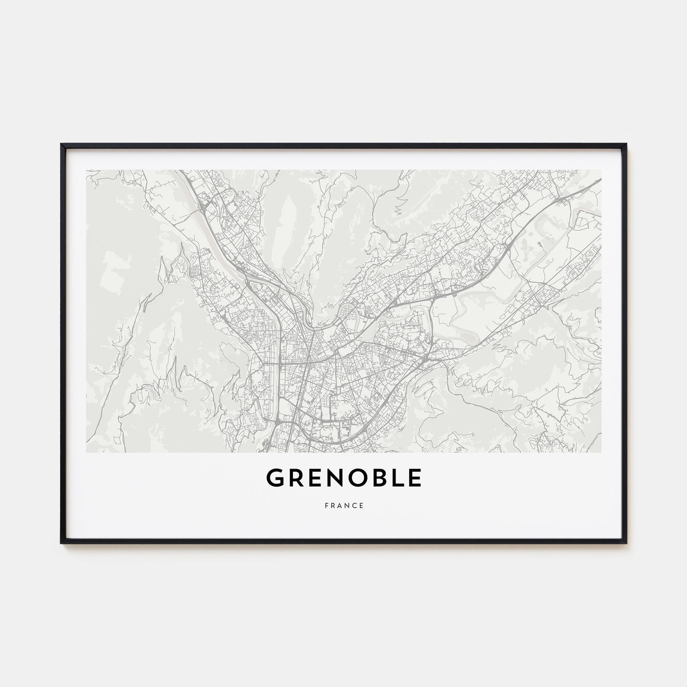 Grenoble Map Landscape Poster