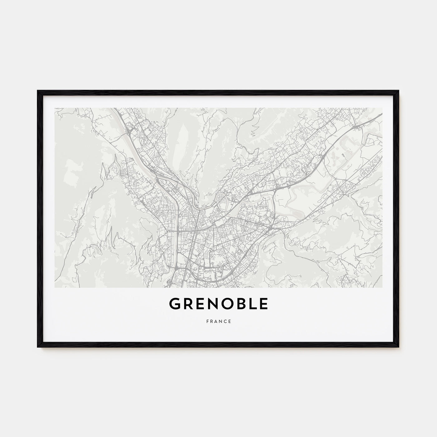 Grenoble Map Landscape Poster
