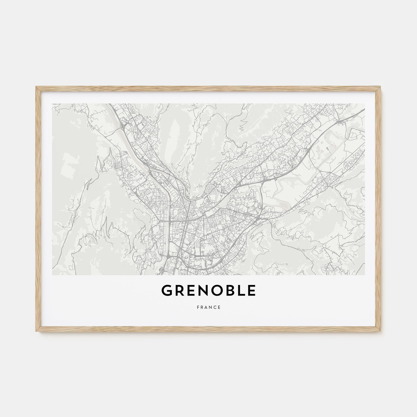 Grenoble Map Landscape Poster