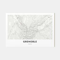 Grenoble Map Landscape Poster