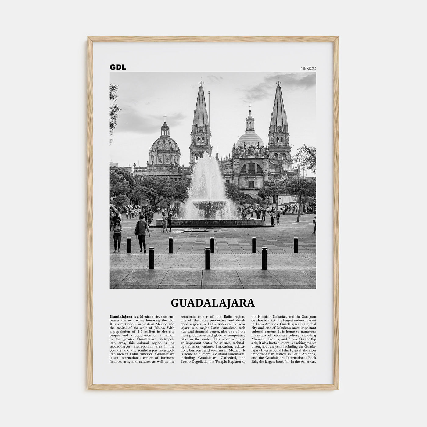 Guadalajara Travel B&W No 1 Poster