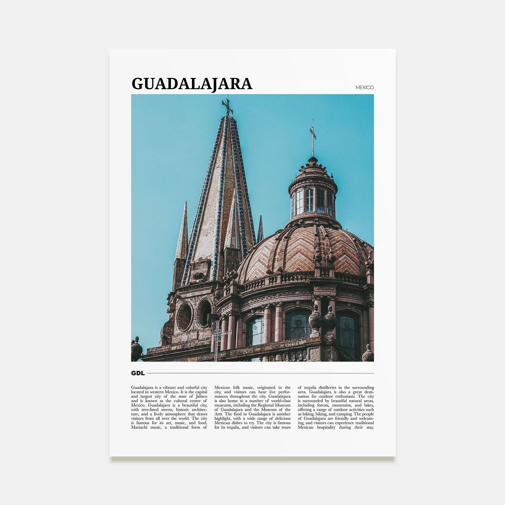Guadalajara Travel Color Poster