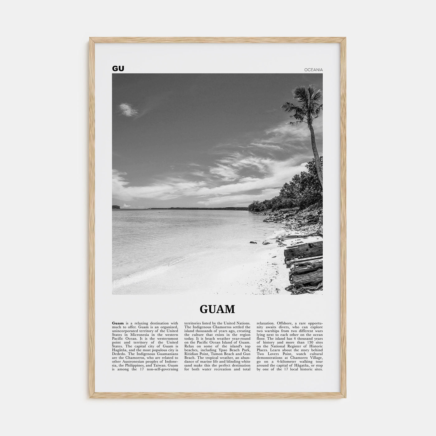 Guam Travel B&W Poster