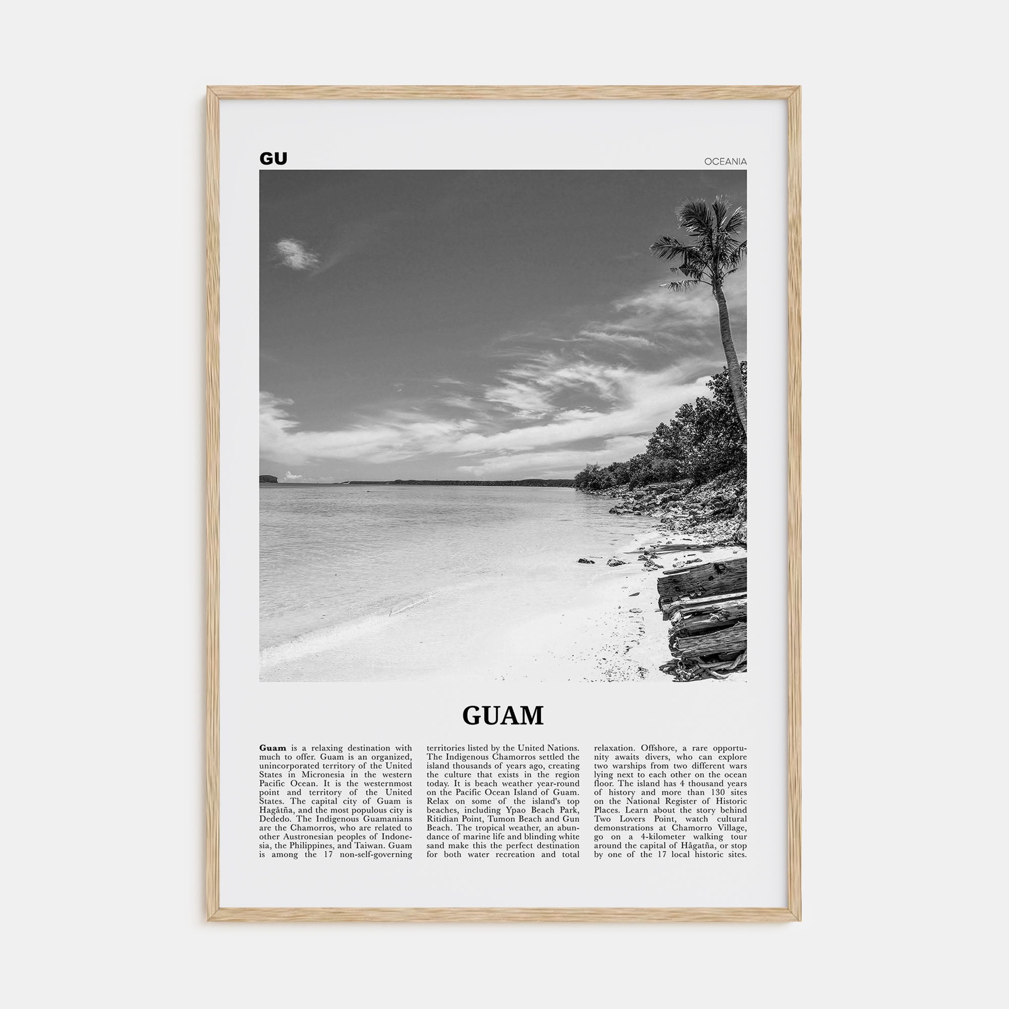 Guam Travel B&W Poster