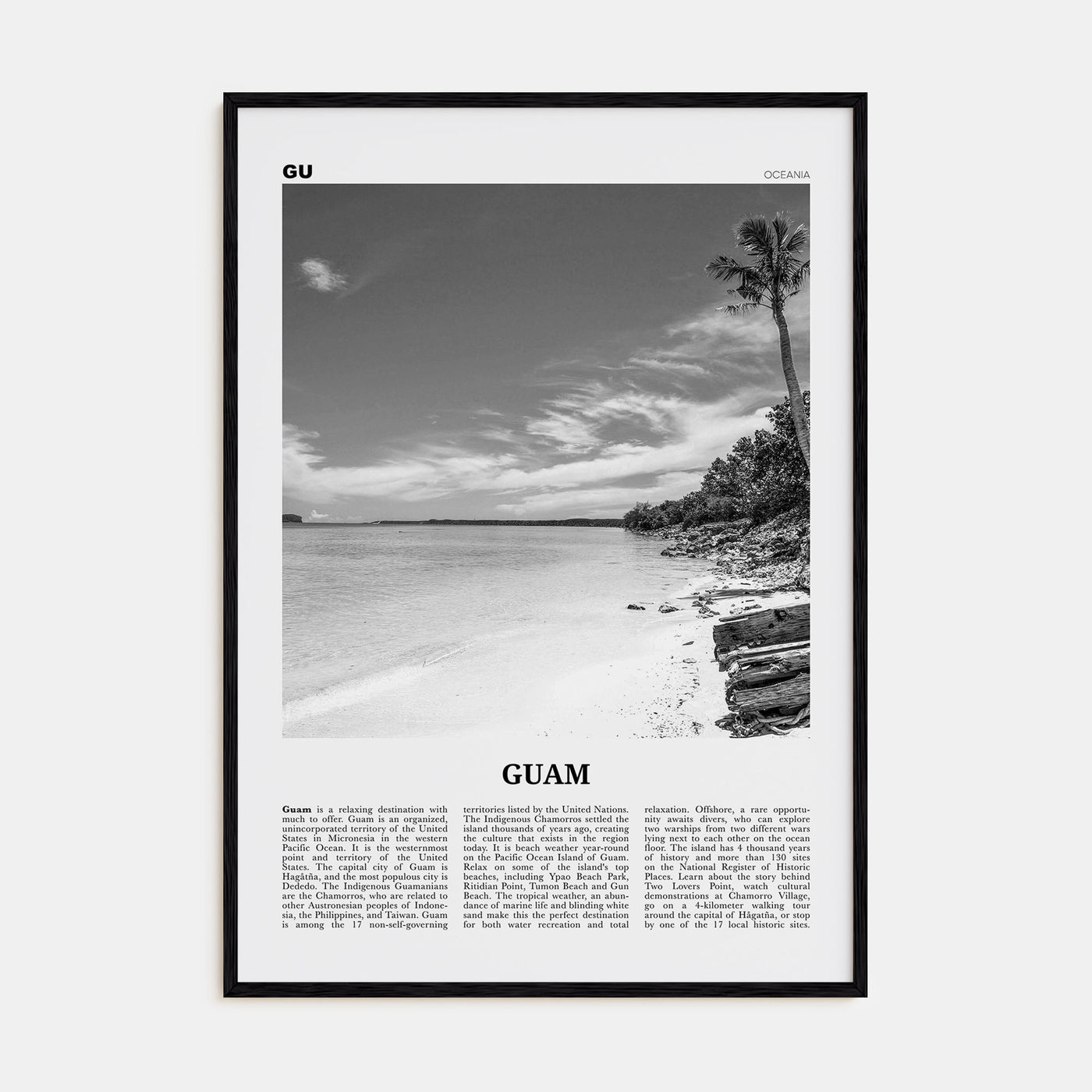 Guam Travel B&W Poster