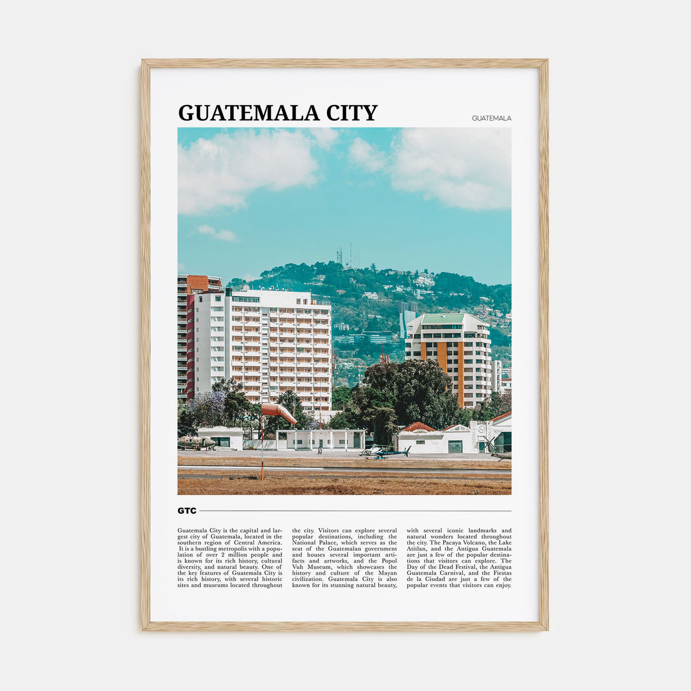 Guatemala City Travel Color Poster