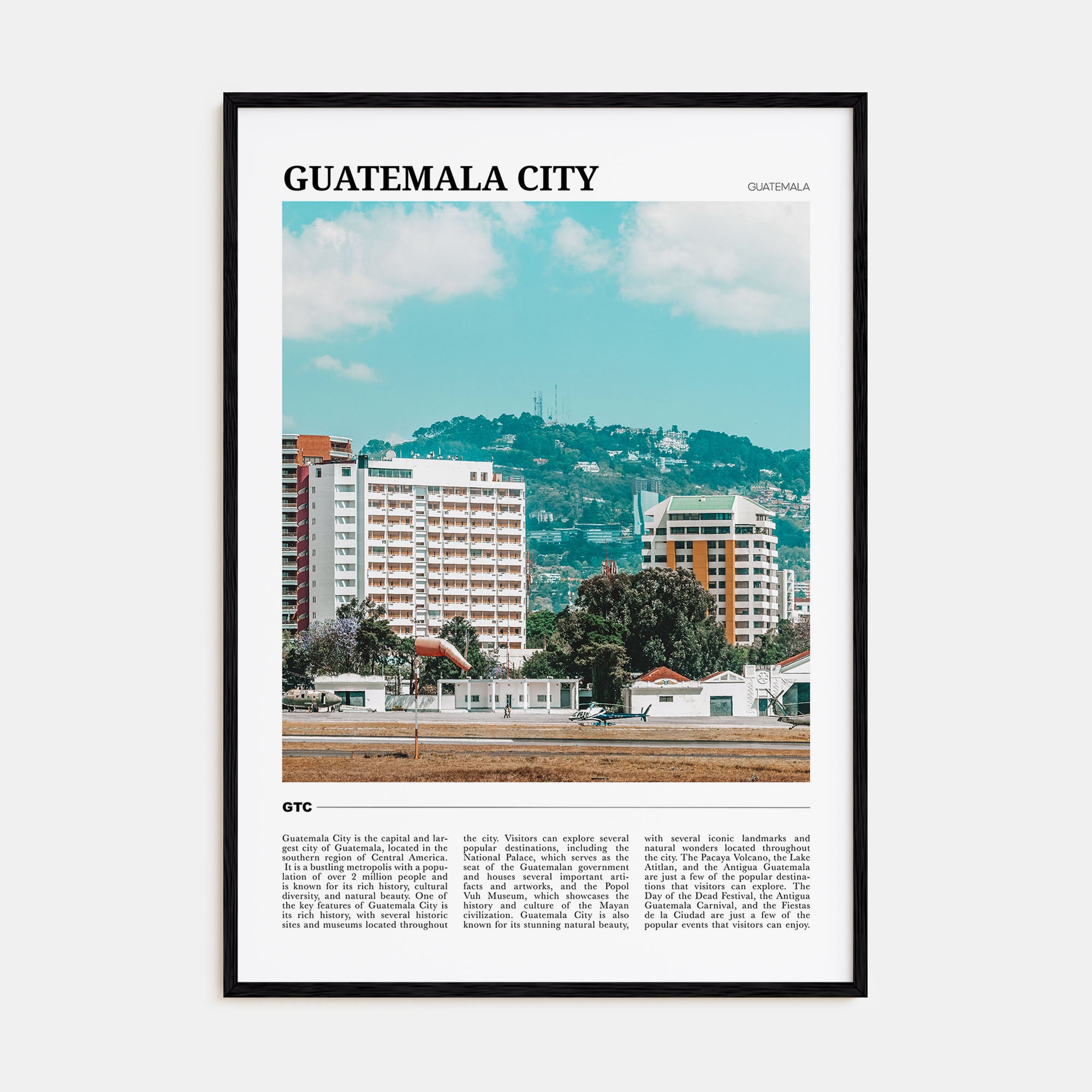 Guatemala City Travel Color Poster