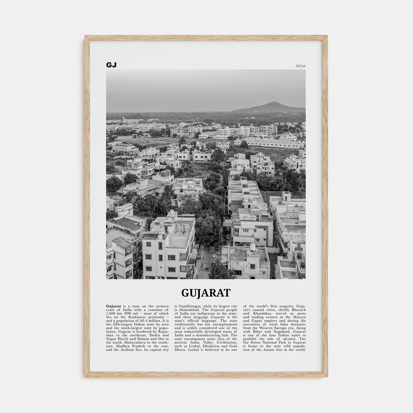 Gujarat Travel B&W Poster