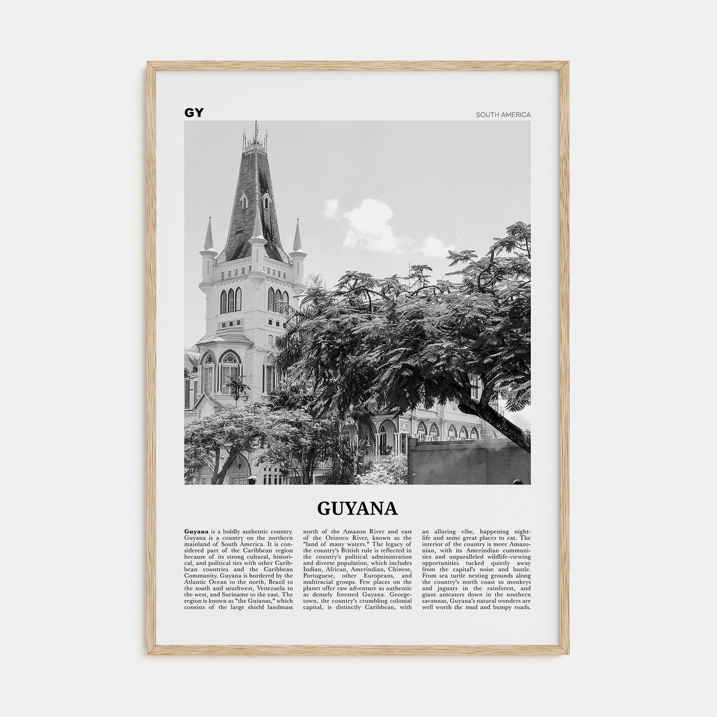 Guyana Travel B&W Poster