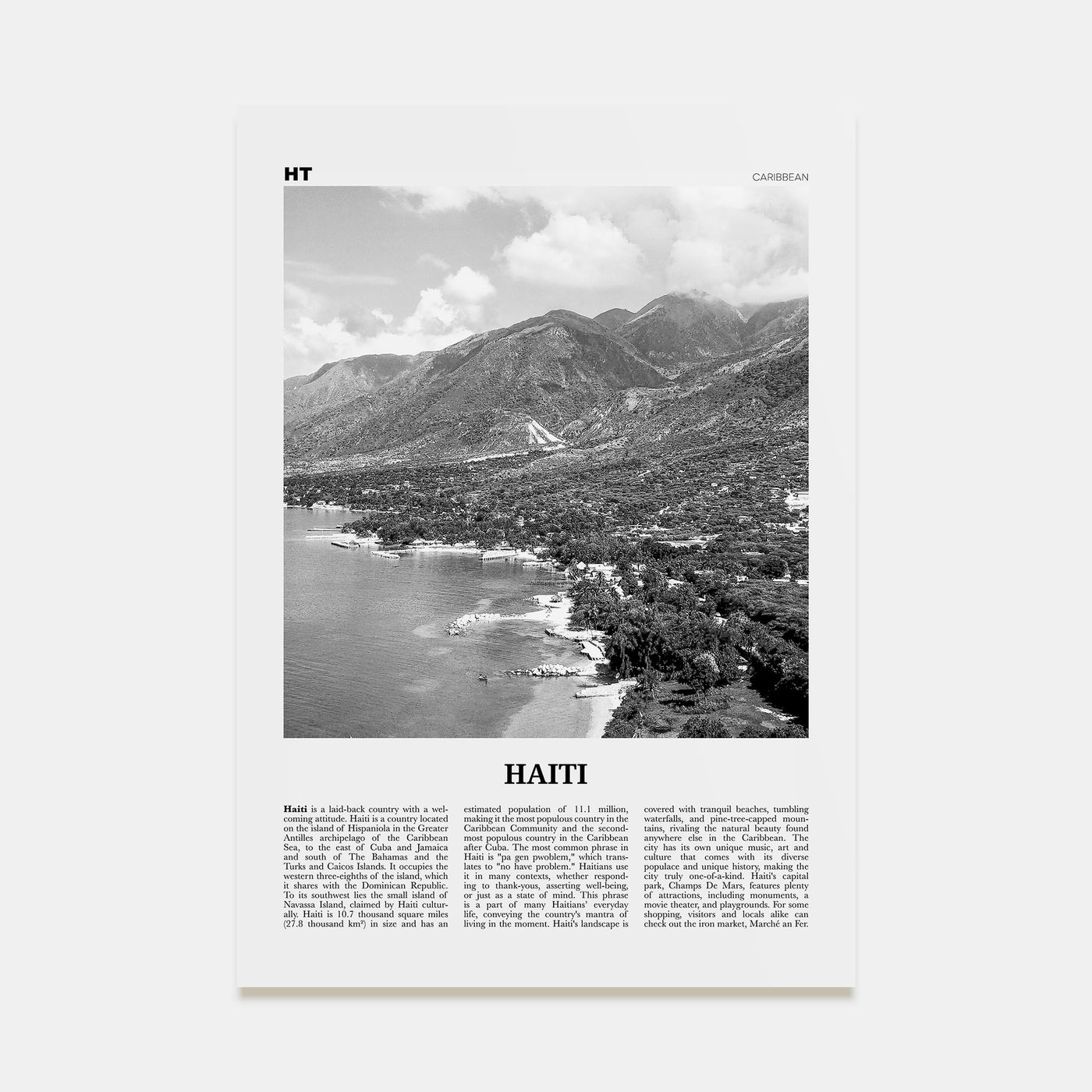 Haiti Travel B&W No 1 Poster