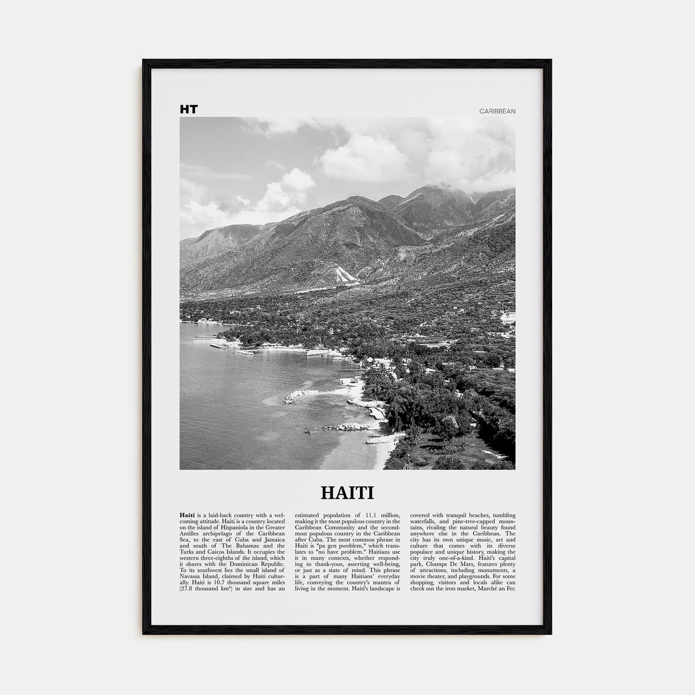 Haiti Travel B&W No 1 Poster