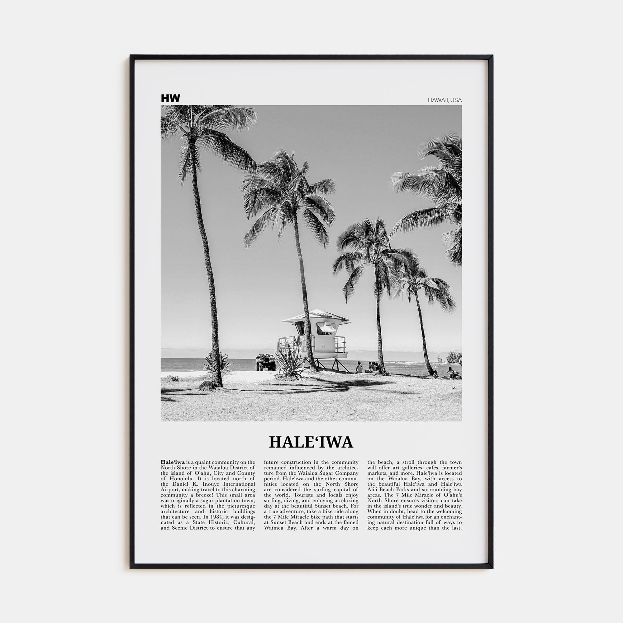 Haleiwa Travel B&W No 1 Poster